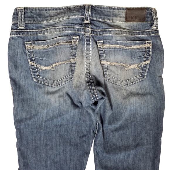 BKE Denim Womens Size 27R Stella Boot Stretch Jean Low Rise Metallic Embroidery - Picture 4 of 9